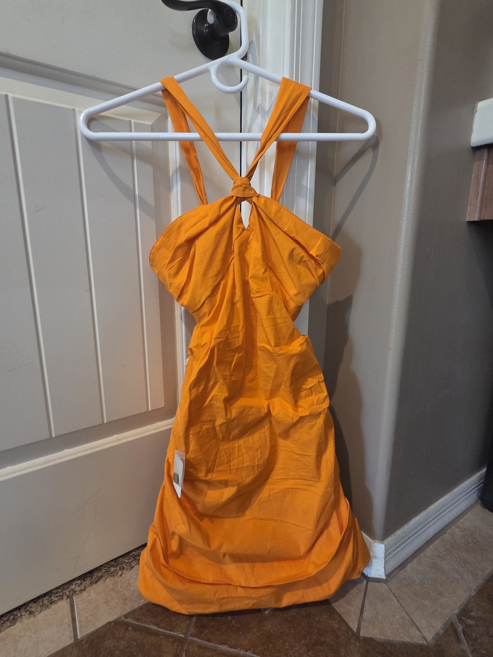 Free People Bright Orange Twist-Front Mini Dress